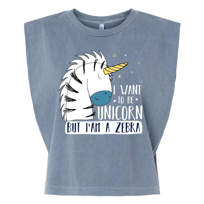 I Want To Be A Unicorn But I'm A Zebra Funny Garment-Dyed Women's Muscle Tee