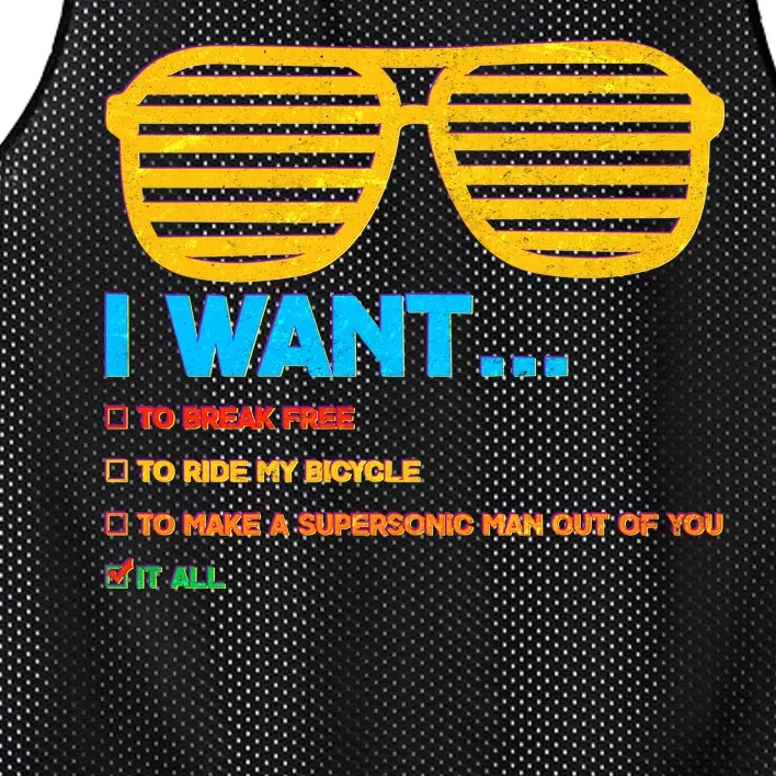 I Want To Break Free Ride Bicycle Want It All Mesh Reversible Basketball Jersey Tank