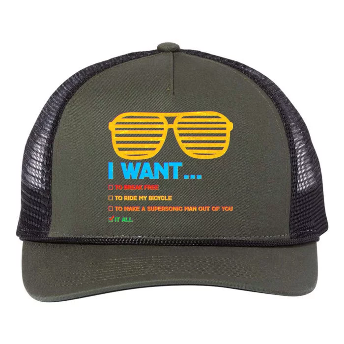 I Want To Break Free Ride Bicycle Want It All Retro Rope Trucker Hat Cap