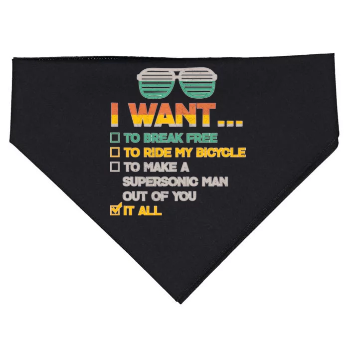 I Want To Break Free To Ride My Bicycle It All Sunglasses USA-Made Doggie Bandana