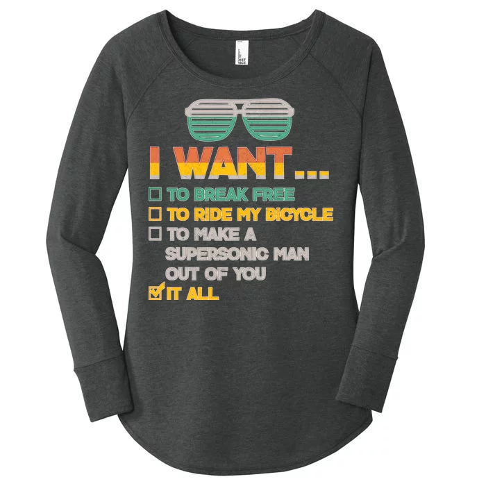 I Want To Break Free To Ride My Bicycle It All Sunglasses Women's Perfect Tri Tunic Long Sleeve Shirt