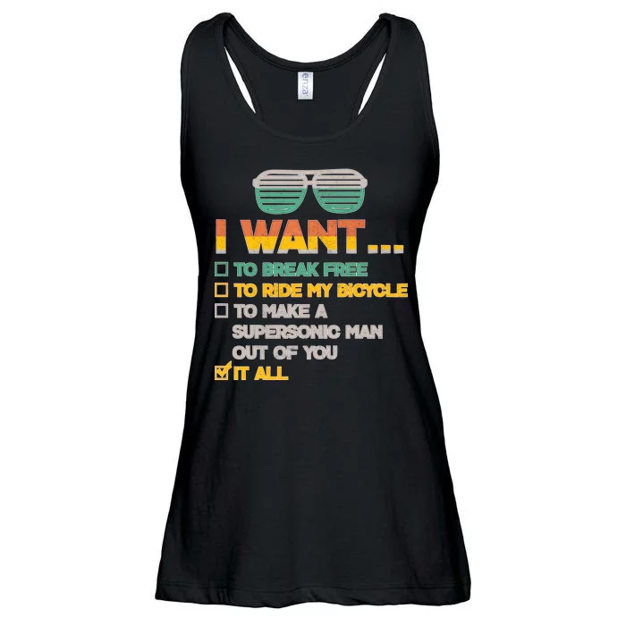 I Want To Break Free To Ride My Bicycle It All Sunglasses Ladies Essential Flowy Tank