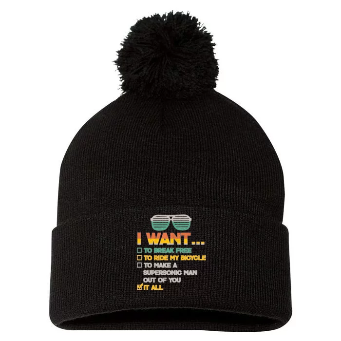 I Want To Break Free To Ride My Bicycle It All Sunglasses Pom Pom 12in Knit Beanie