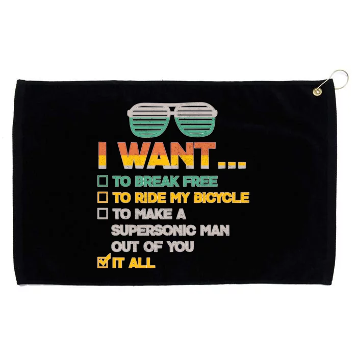 I Want To Break Free To Ride My Bicycle It All Sunglasses Grommeted Golf Towel