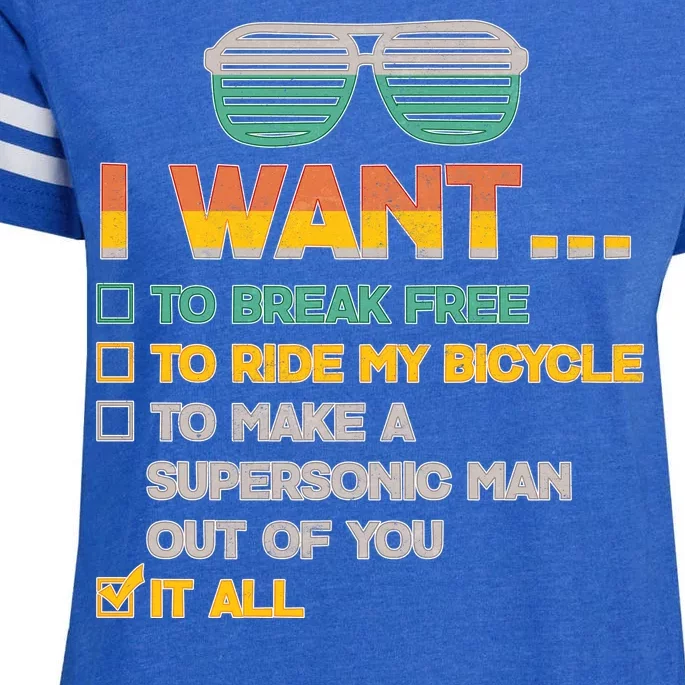 I Want To Break Free To Ride My Bicycle It All Sunglasses Enza Ladies Jersey Football T-Shirt