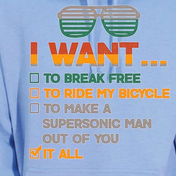 I Want To Break Free To Ride My Bicycle It All Sunglasses Unisex Surf Hoodie