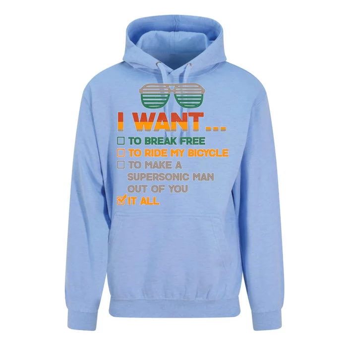 I Want To Break Free To Ride My Bicycle It All Sunglasses Unisex Surf Hoodie