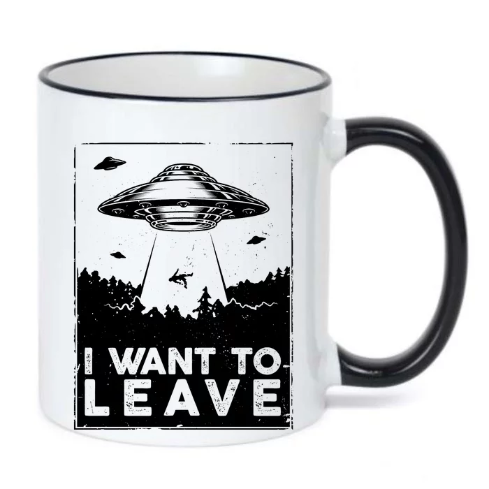 I Want To Leave UFO Alien Black Color Changing Mug