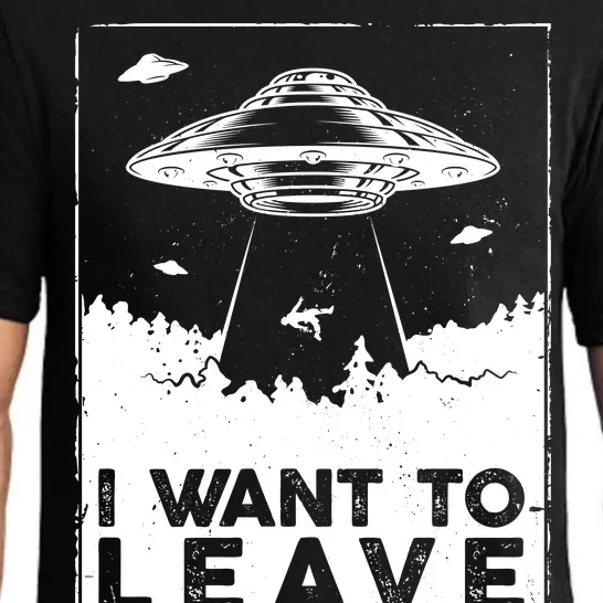 I Want To Leave UFO Alien Pajama Set