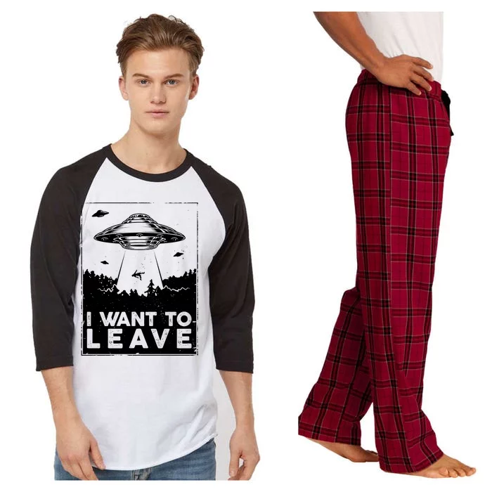 I Want To Leave UFO Alien Raglan Sleeve Pajama Set