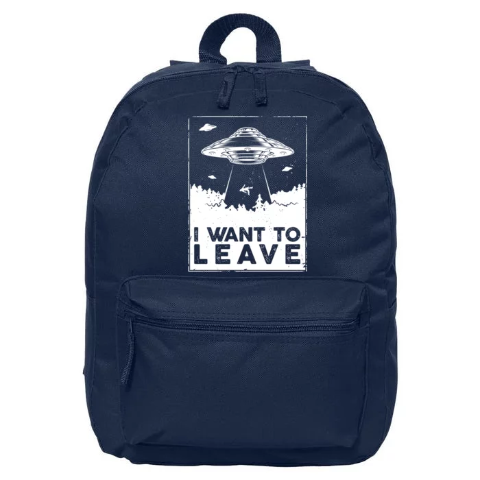 I Want To Leave UFO Alien 16 in Basic Backpack