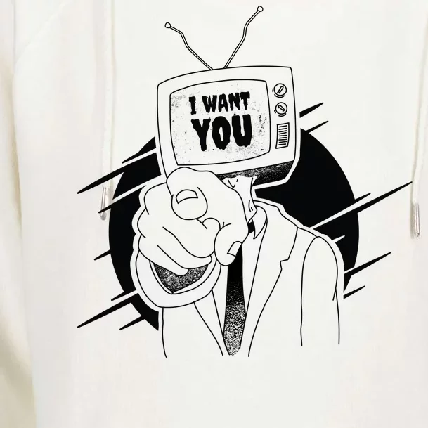 I Want You Television Retro Funny Womens Funnel Neck Pullover Hood