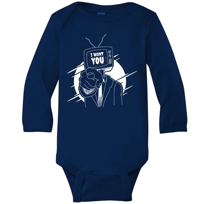 I Want You Television Retro Funny Baby Long Sleeve Bodysuit