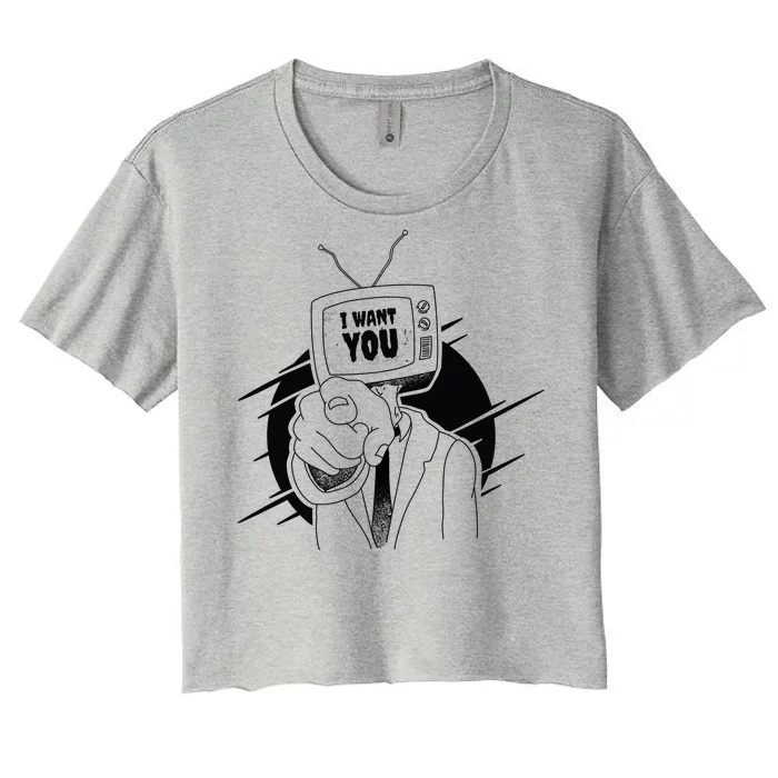 I Want You Television Retro Funny Women's Crop Top Tee