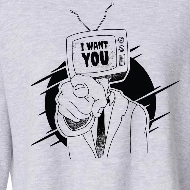 I Want You Television Retro Funny Cropped Pullover Crew