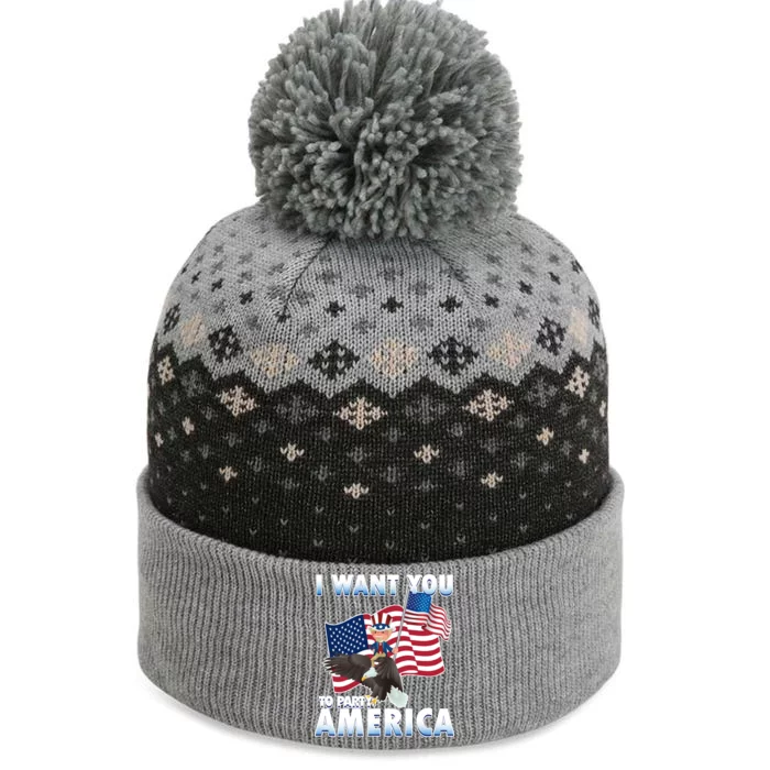 I Want You To Party America The Baniff Cuffed Pom Beanie