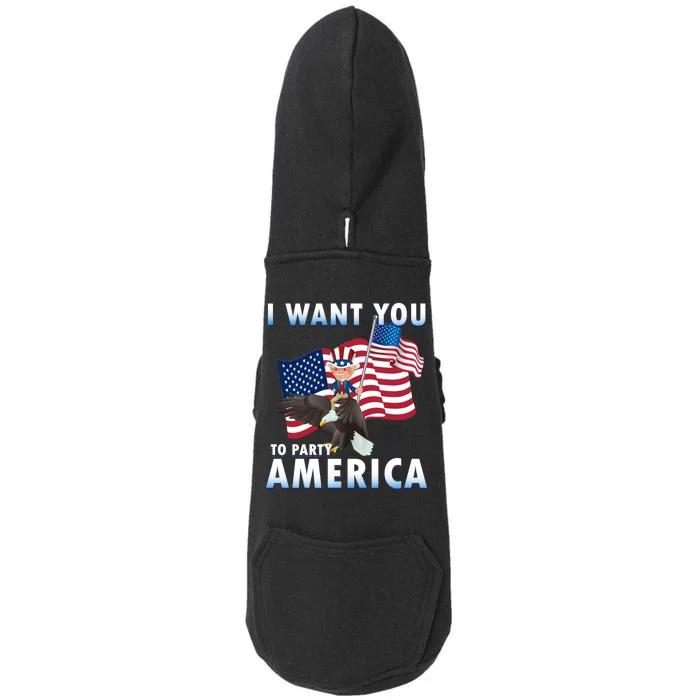 I Want You To Party America Doggie 3-End Fleece Hoodie