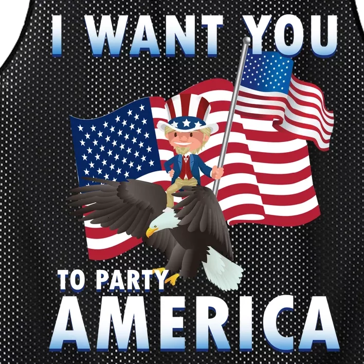 I Want You To Party America Mesh Reversible Basketball Jersey Tank