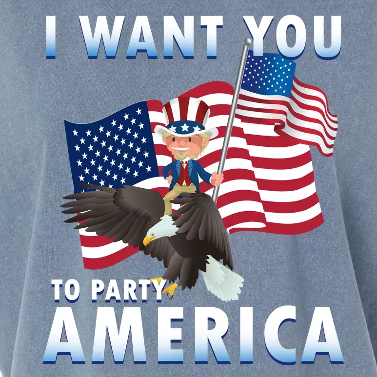 I Want You To Party America Garment-Dyed Women's Muscle Tee