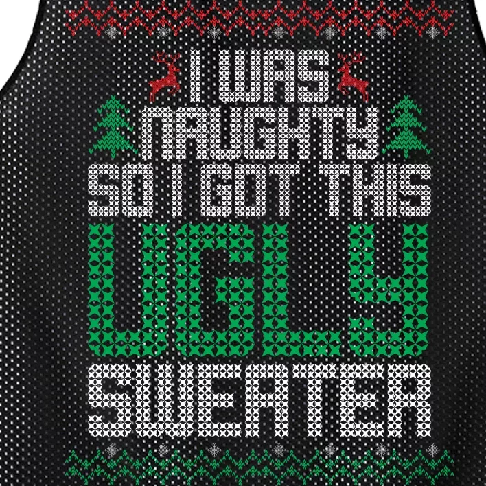 I Was Naughty So I Got This Ugly Christmas Sweater Mesh Reversible Basketball Jersey Tank