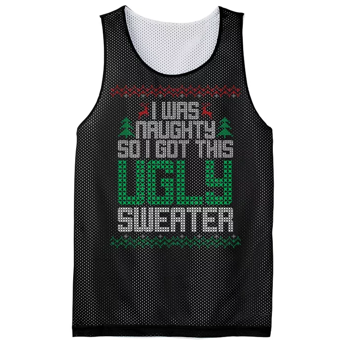 I Was Naughty So I Got This Ugly Christmas Sweater Mesh Reversible Basketball Jersey Tank