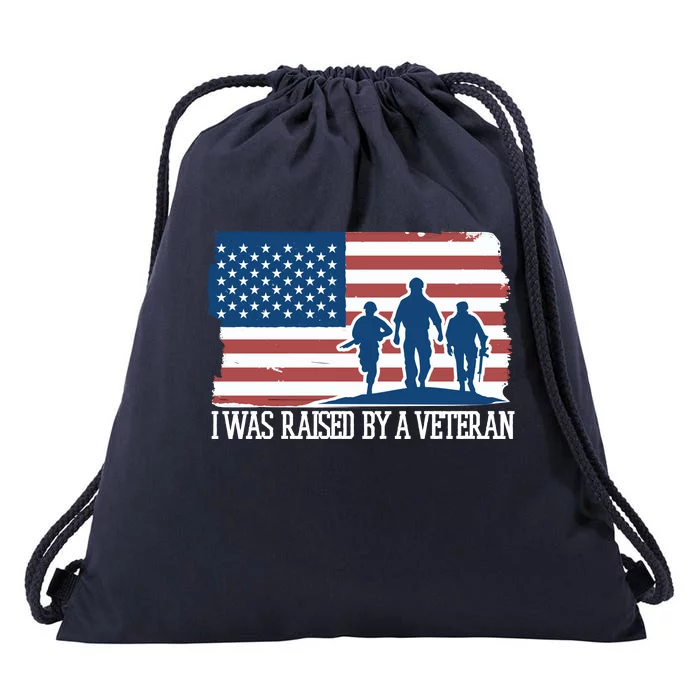 I Was Raised By A Veteran Drawstring Bag