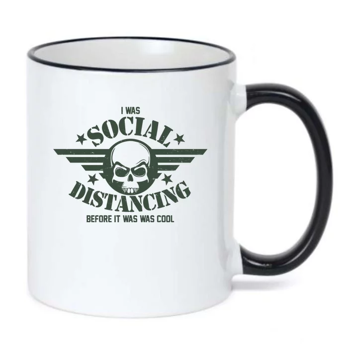 I Was Social Distancing Before It Was Cool Skull Badge Black Color Changing Mug