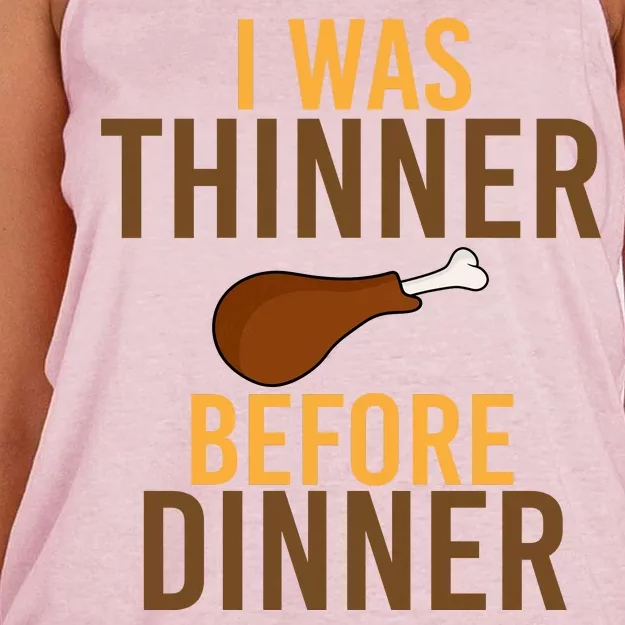 I Was Thinner Before Thanksgiving Dinner Women's Knotted Racerback Tank