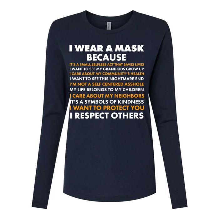 I Wear A Mask Because I Want to Protect You Womens Cotton Relaxed Long Sleeve T-Shirt