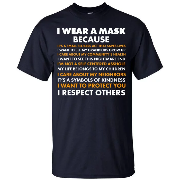 I Wear A Mask Because I Want to Protect You Tall T-Shirt