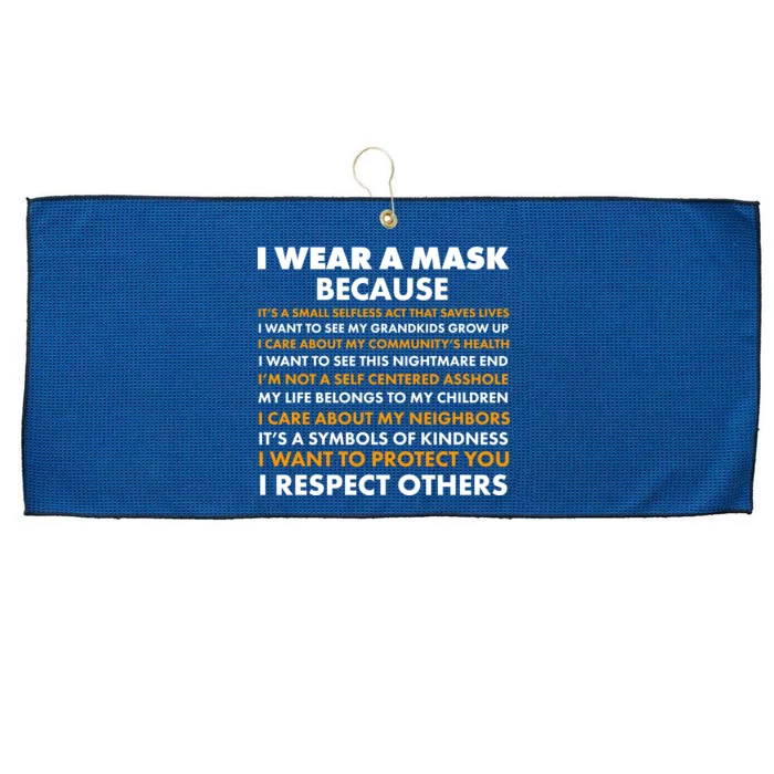 I Wear A Mask Because I Want to Protect You Large Microfiber Waffle Golf Towel