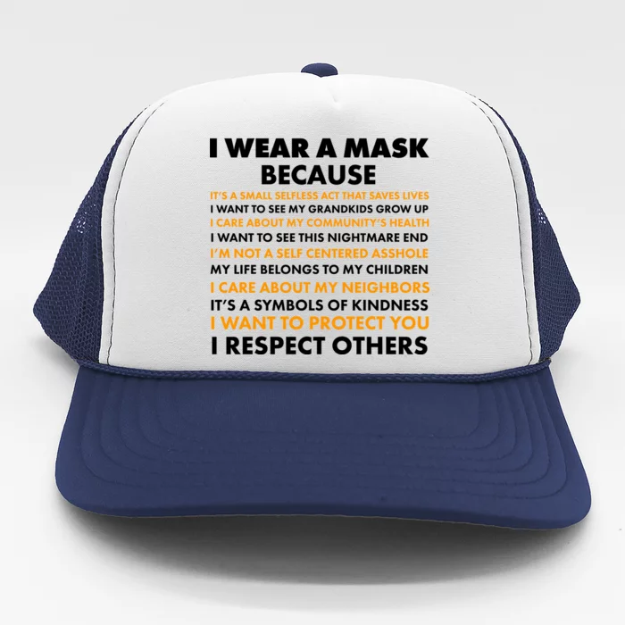 I Wear A Mask Because I Want to Protect You Trucker Hat