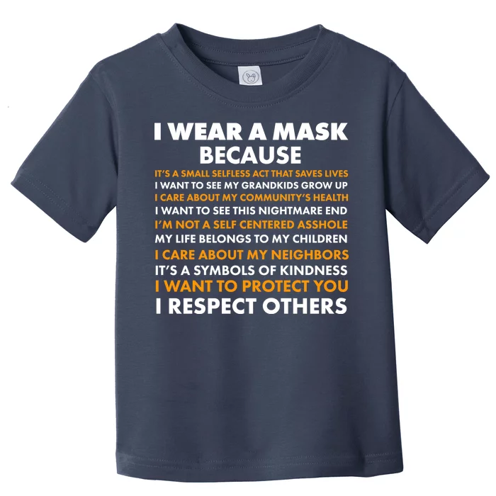 I Wear A Mask Because I Want to Protect You Toddler T-Shirt