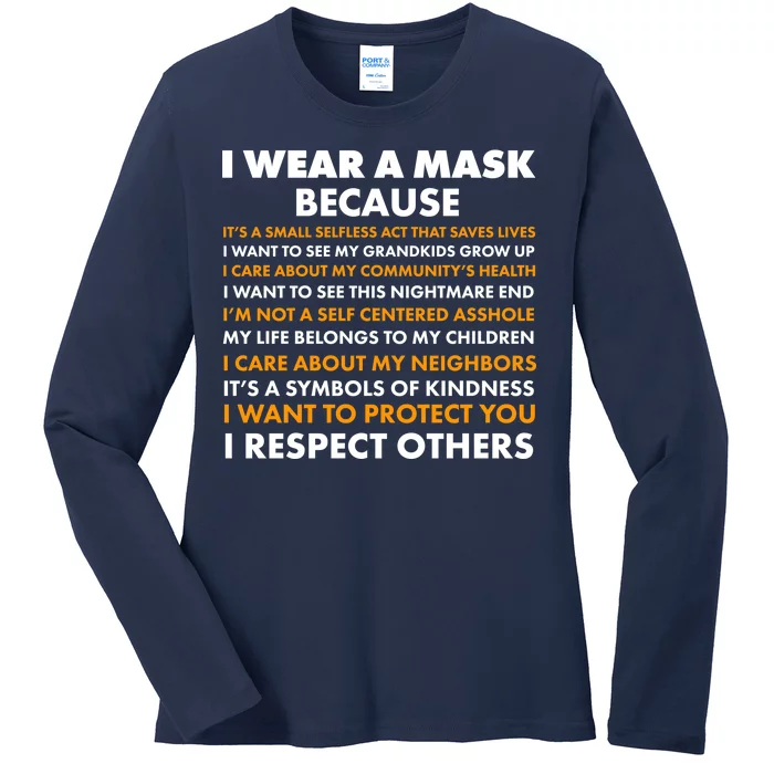 I Wear A Mask Because I Want to Protect You Ladies Long Sleeve Shirt