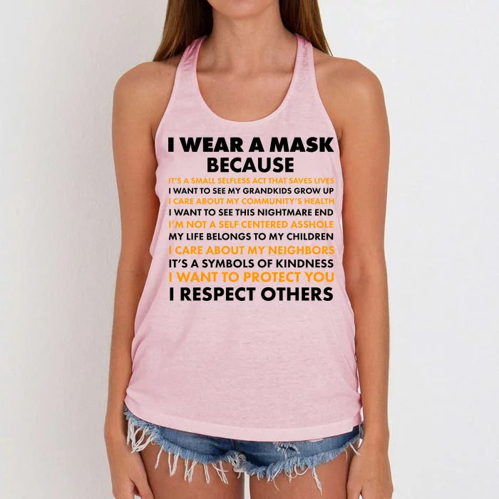 I Wear A Mask Because I Want to Protect You Women's Knotted Racerback Tank