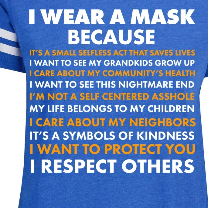 I Wear A Mask Because I Want to Protect You Enza Ladies Jersey Football T-Shirt