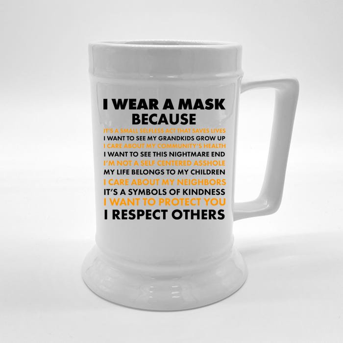 I Wear A Mask Because I Want to Protect You Front & Back Beer Stein