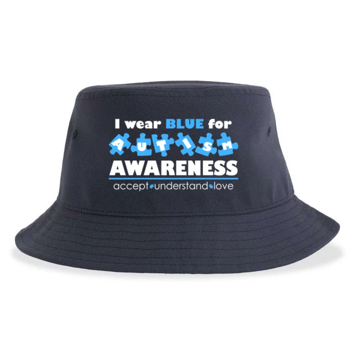 I Wear Blue For Autism Awareness Accept Understand Love Sustainable Bucket Hat