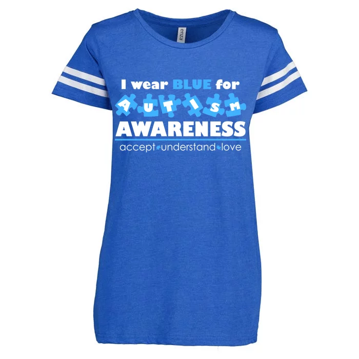 I Wear Blue For Autism Awareness Accept Understand Love Enza Ladies Jersey Football T-Shirt