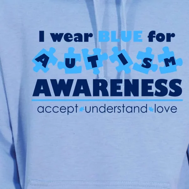 I Wear Blue For Autism Awareness Accept Understand Love Unisex Surf Hoodie