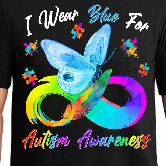 I Wear Blue For Autism Awareness Butterfly Infinity Rainbow Pajama Set