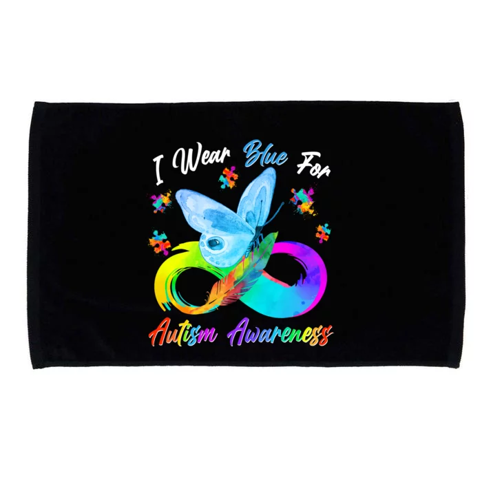 I Wear Blue For Autism Awareness Butterfly Infinity Rainbow Microfiber Hand Towel