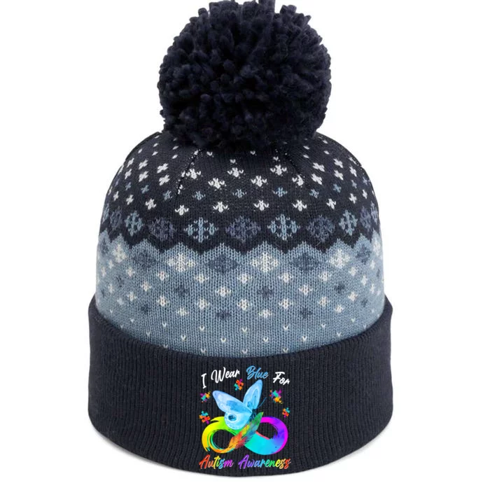 I Wear Blue For Autism Awareness Butterfly Infinity Rainbow The Baniff Cuffed Pom Beanie