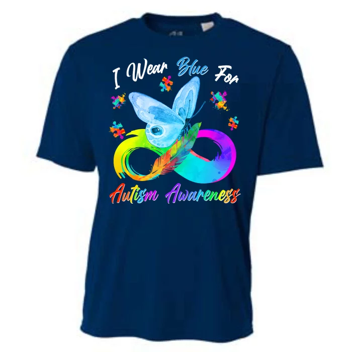 I Wear Blue For Autism Awareness Butterfly Infinity Rainbow Cooling Performance Crew T-Shirt