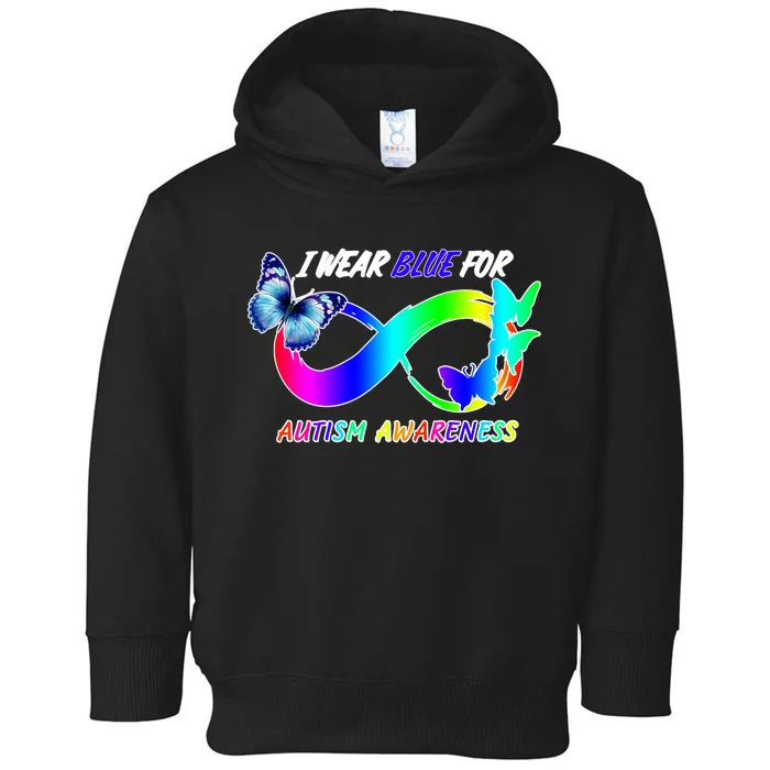 I Wear Blue For Autism Awareness Butterfly Ribbon Toddler Hoodie