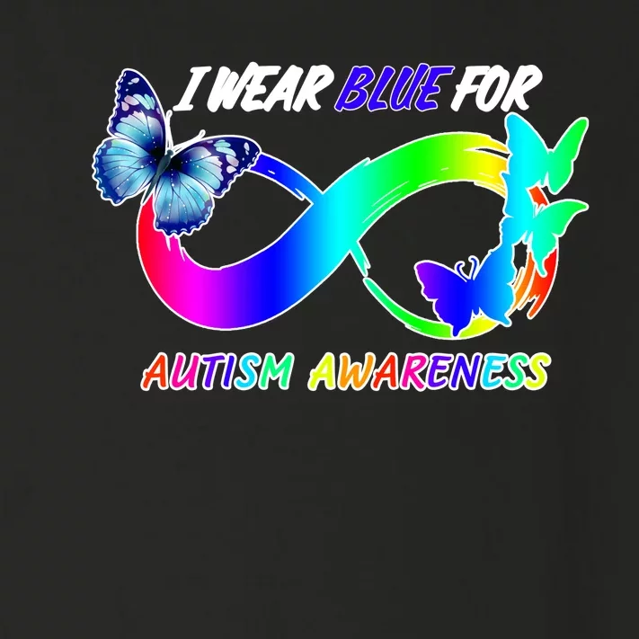 I Wear Blue For Autism Awareness Butterfly Ribbon Toddler Long Sleeve Shirt