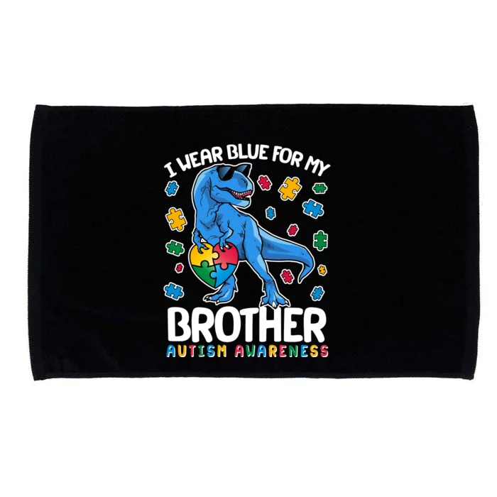 I Wear Blue For My Brother Autism Awareness T-Rex Dinosaur Microfiber Hand Towel