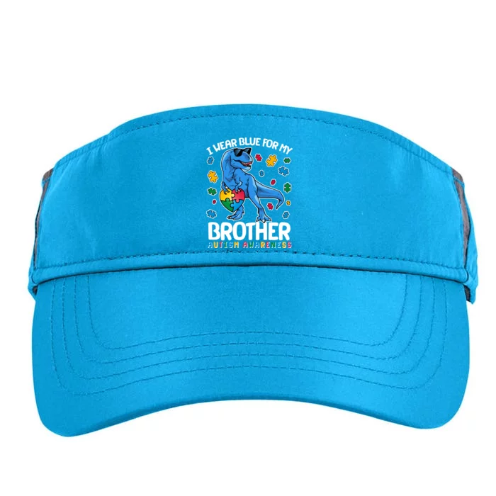 I Wear Blue For My Brother Autism Awareness T-Rex Dinosaur Adult Drive Performance Visor