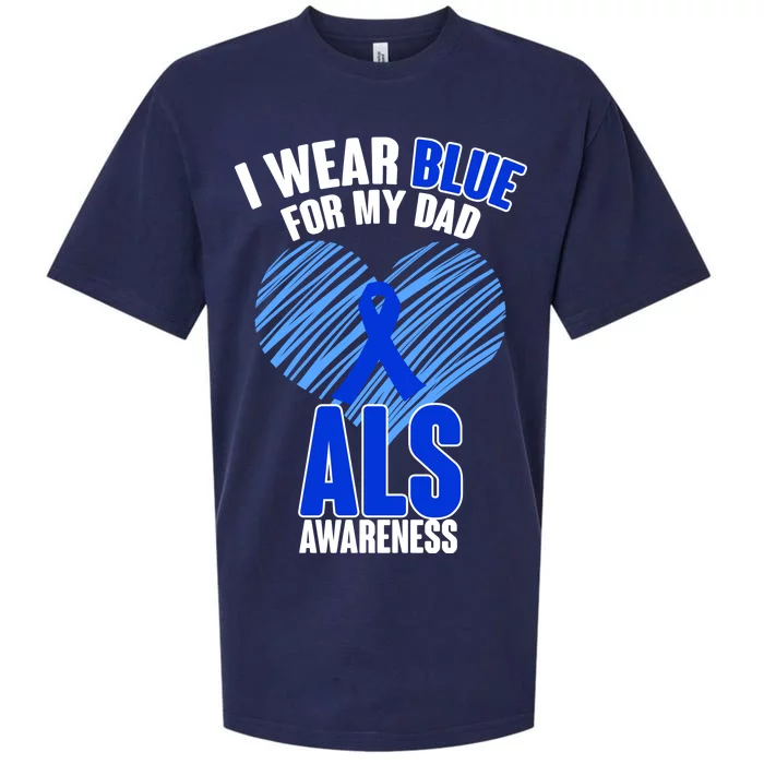 I Wear Blue For My Dad ALS Awareness Sueded Cloud Jersey T-Shirt