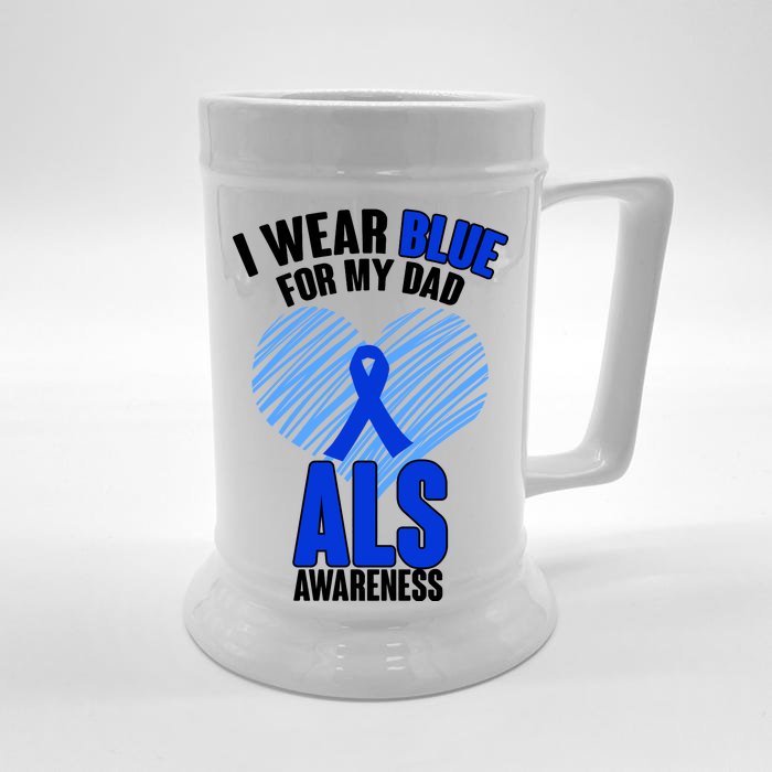 I Wear Blue For My Dad ALS Awareness Front & Back Beer Stein